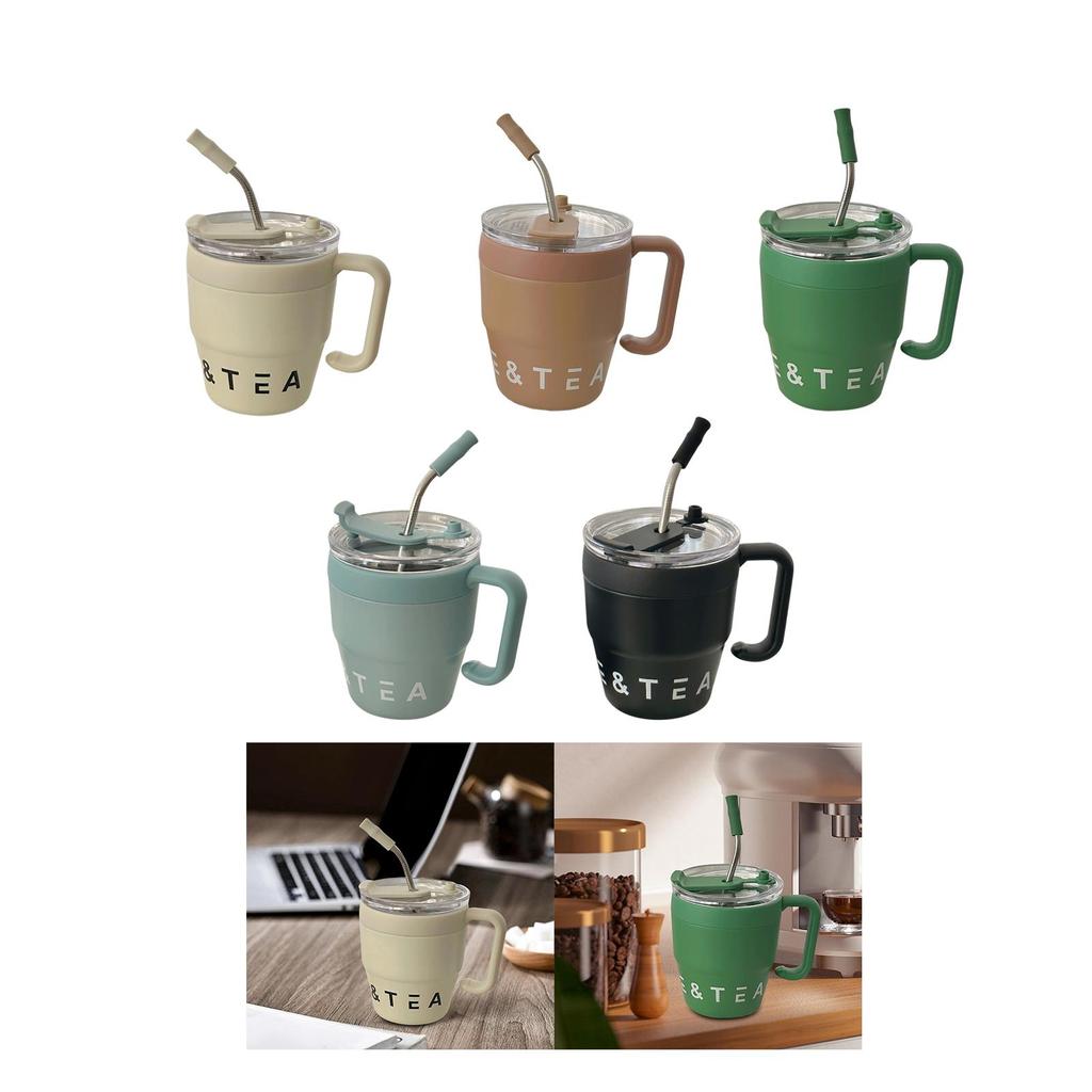 Isolierter Schnabelbecher Langlebig Wiederverwendbar mit Strohhalm und Deckel Edelstahl Strohhalmbecher für Wasser Eiskalte Heiße Getränke Milch Saft