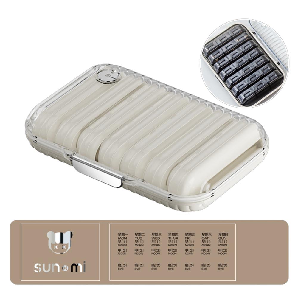 21 Compartments Weekly Pill Organizer Large Capacity Portable Medicine Box Travel Supplement Container