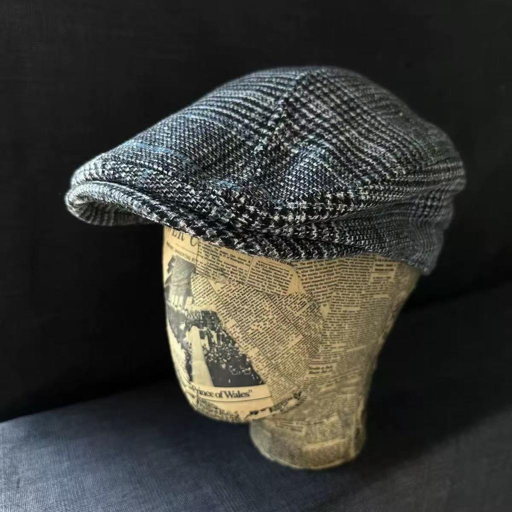 Jesień Nowość Duży Rozmiar 62 cm Kraciasty Wełniany Męski Vintage Beret Malarski Damski Literacki Retro Gazeciarz Duży Rozmiar Casual Czapka Ivy S-XL