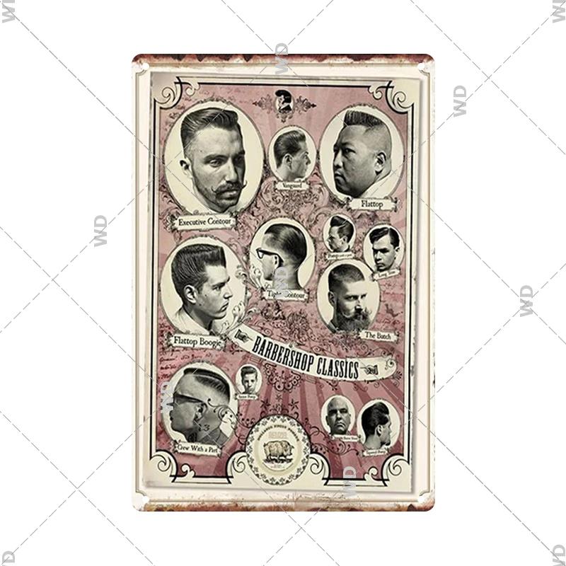 Classic Barber Shop Vintage Tin Signs Decorative Metal Plaque Metal Retro Wall Plates Salon Haircut and Shave Poster Wall Decor