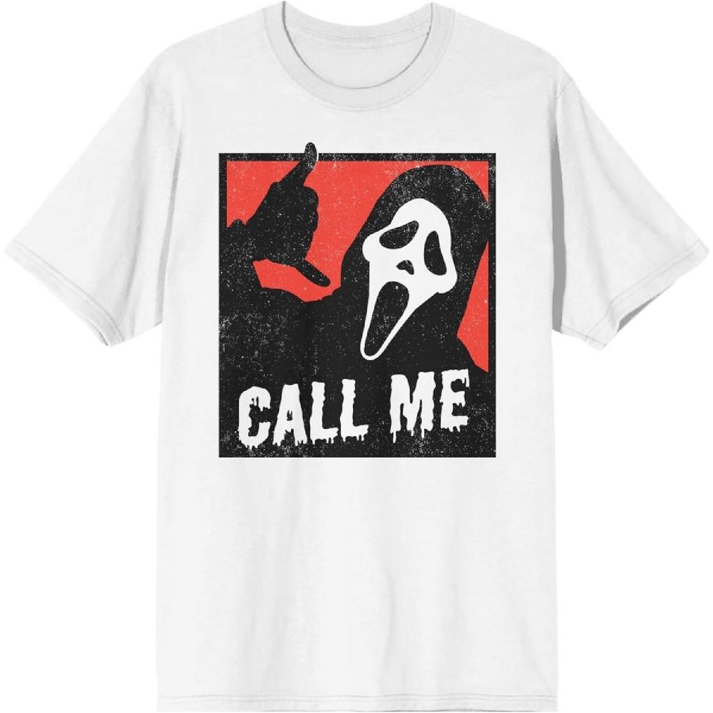 T-shirt da uomo Bioworld Ghostface Call Me Girocollo Manica Corta Bianca