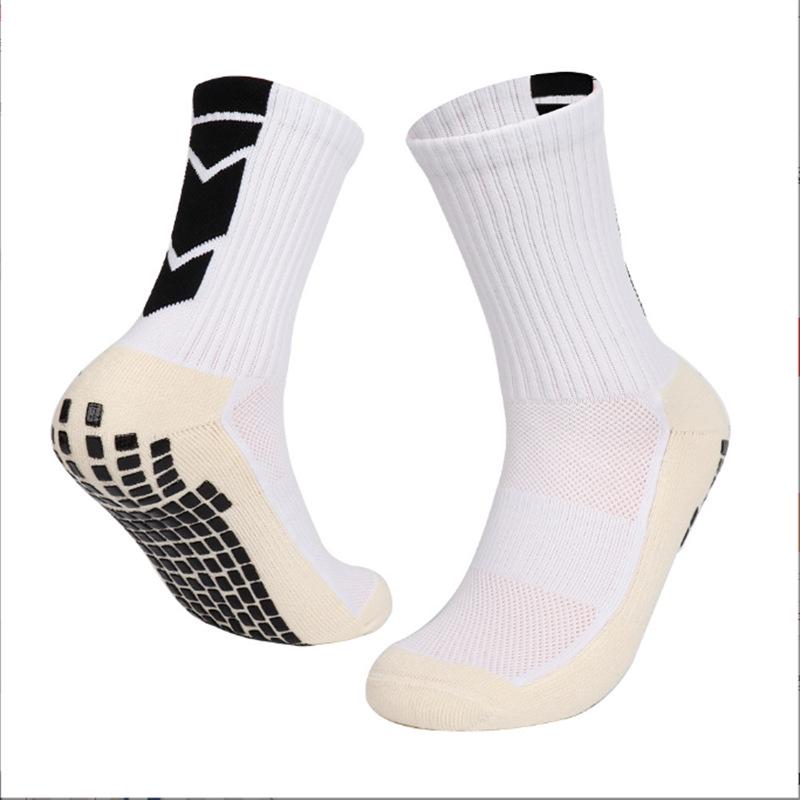 Men's Anti-Slip Mid-Calf Breathable Sports Socks with Towel Bottom for Football, Running, and Basketball.