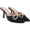 Shoetopia Women'S Black Elegant Ivory Satin Mule Heels With Crystal Bow  Pointed Toe Slip-On Dress Rhinestone For Party