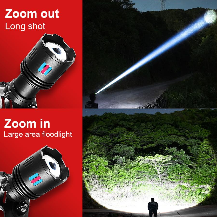 30000LM Powerful LED Headlamp Bright Long Shot 2000M Portable Head Lights Rechargeable Power Bank Fishing Camping Zoom Torchs