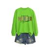Womens Long Sleeve Round Neck Graphic Print Loose Fit Sweatshirt Casual Fashion Top