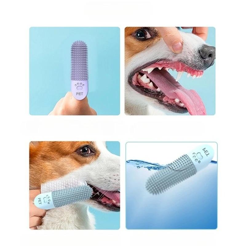Soft Silicone Dog Toothbrush 360° Finger Toothbrush For Dogs Cats Durable Pet Finger Brush Tooth Cleaning Tool