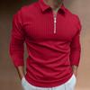 New Polo Shirt with Zipper and Stripes - Long-Sleeved Men's Polo Shirt