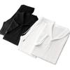 Mens Two Piece Solid Tracksuits Short Sleeve V Neck Shirt & Casual Cropped Pants Set Plus Size
