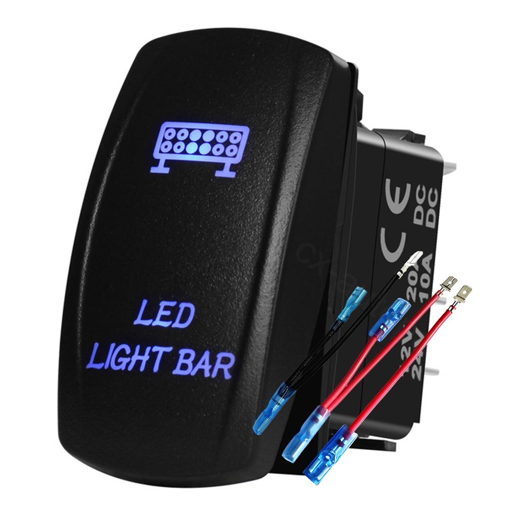 12V 24V Boat Trim Tabs Switch (ON)-OFF-(ON) Momentary Rocker Switch Waterproof Blue Light ON-OFF Toggle Switch With Harness Switches4