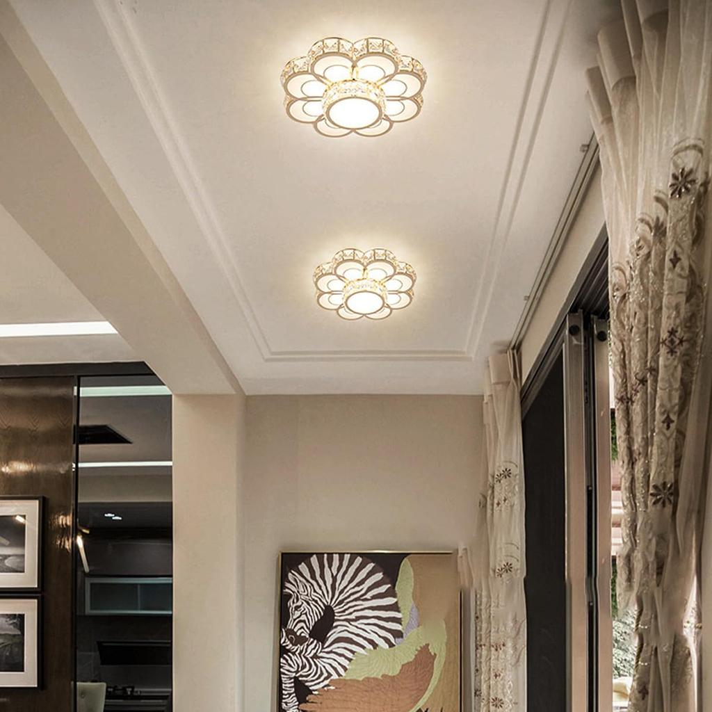 Modern Crystal Flower LED Ceiling Light - Decorative Lighting for Hallway, Corridor & Indoor Spaces