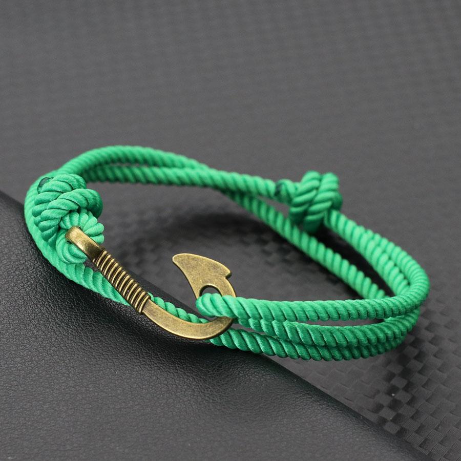 

Double Layer Fishhook Bracelet For Men Handmade Adjustable Beach Nautical Surfing Fishing Braslet Outdoor Sports Cycling Braclet Adjustable