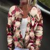 Women's Fashion Christmas Print Long Sleeve Knitted Cardigan Button Jacket