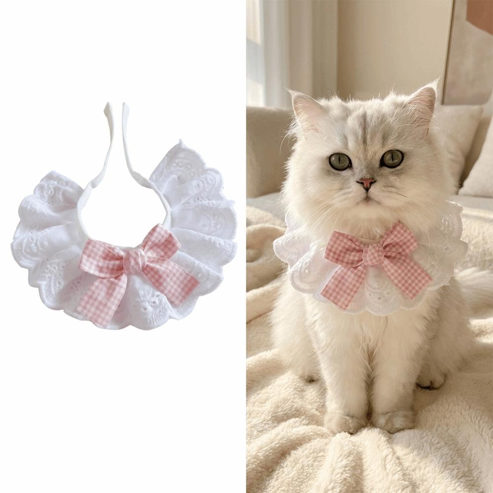 Cute Bowknot Cat Neckerchief Adjustable Soft Pet Bib Decorative Cat Scarf Daily Wear