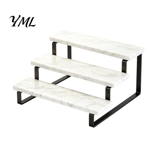Countertop Bottle Display Holder Liquor Shelf, Coffee Syrup Rack Organizer, 3 Step Wine Collection Stand for Mini Bar Cabinet, Home Retro Shelf