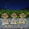 3Pcs/Set Meditation Mushroom Statue Sitting Mushroom Man Figurine Resin Sculpture Home Office