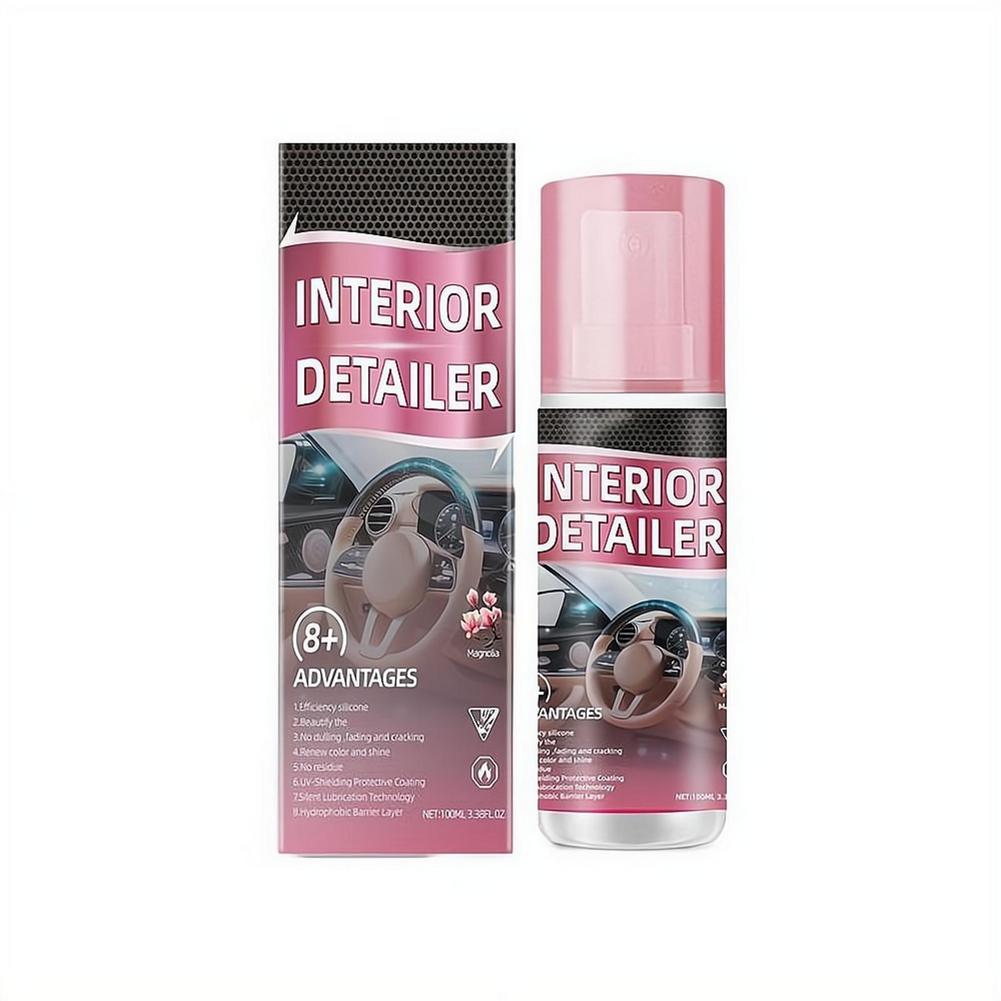 Pulitore Lucidante per Interni Auto 100ml, Senza Risciacquo Multiuso Interior Detailer Spray, Pulitore per Pelle Plastica per Auto Divano Casa