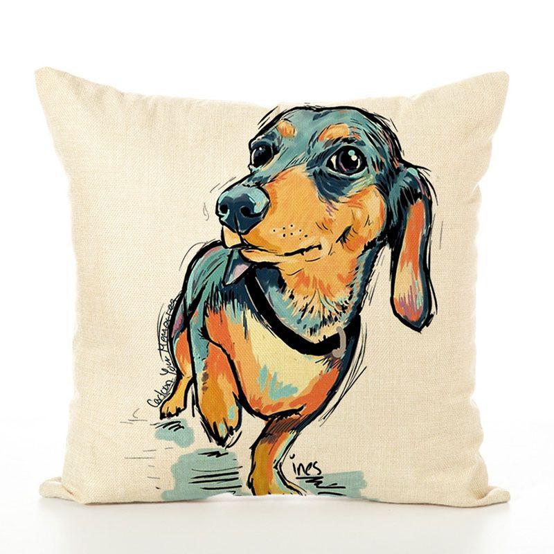 Pet Cute Dog Pillow Case Throw Pillow Cover Sofa Cushion Cover Home Office Decor