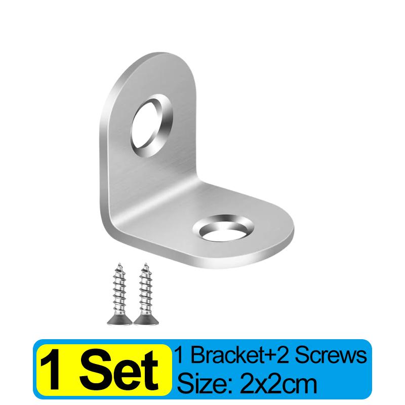 Furniture Corner Brace Stainless Steel L Shaped Bracket With Screws 90 Degree Right Angle For Cabinet Shoe Cabinet Connector