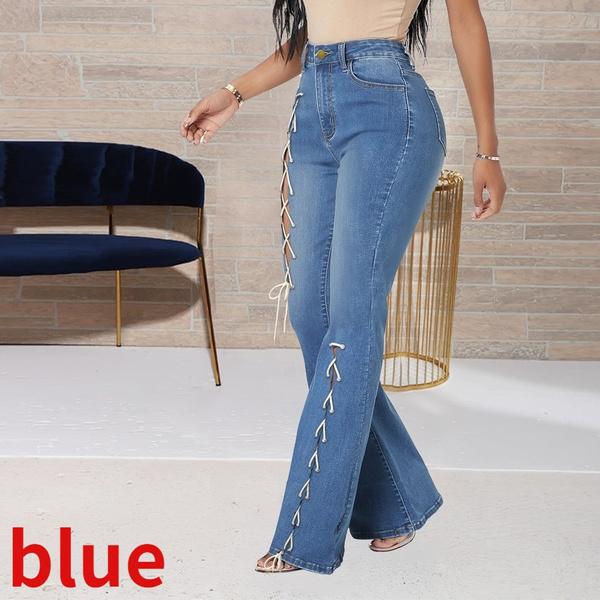 Moda Mujeres Jeans Sexy Slim Fit Pantalones Vaqueros Color Sólido Mujer  Pantalones Jean Encaje Hasta Pantalones Largos Pantalones Hollow Out Jeans  comprar a buen precio — entrega gratuita, reseñas reales con fotos —