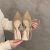 French bag head sandals high-heeled women's spring and summer 2025 new suede light mouth thin heel temperament with skirt cool single shoes