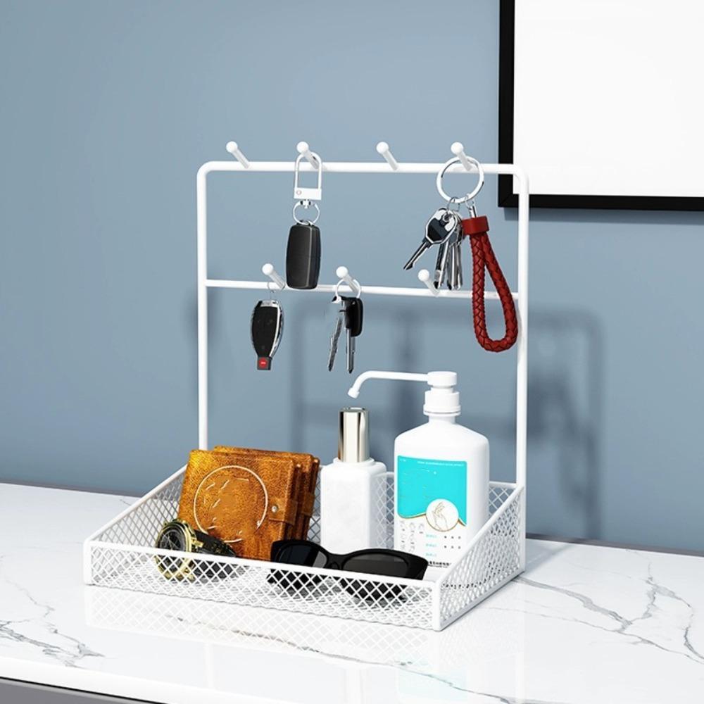 

Creative Cosmetics Storage Rack with Hooks Bathroom Shelf Jewelry Display Plate Bracelet Style 3