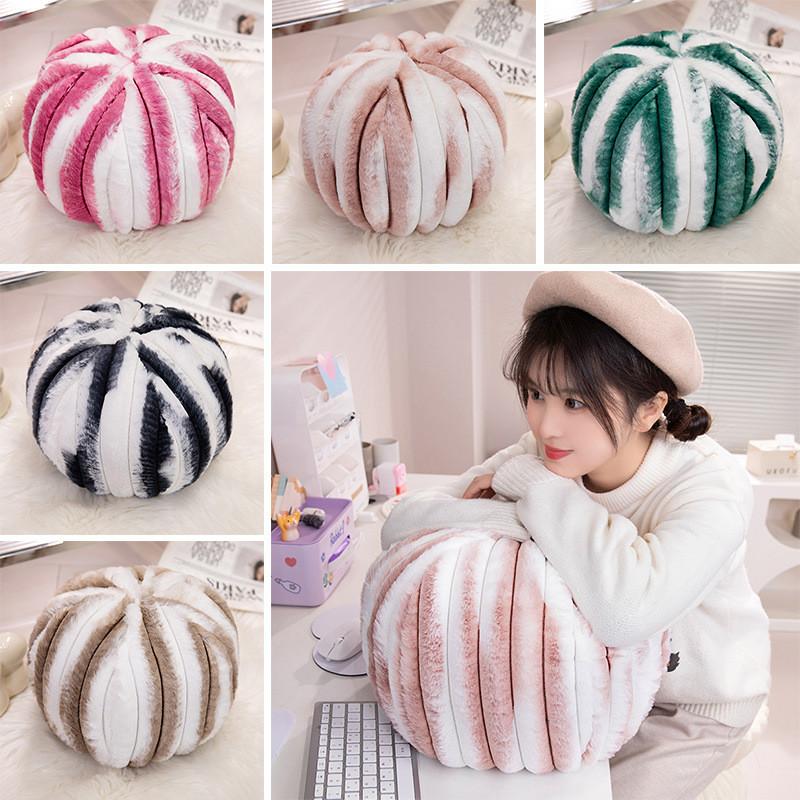 Plush Modern Round Pillow Striped Decorative Throw Cushion Bedroom Decoration