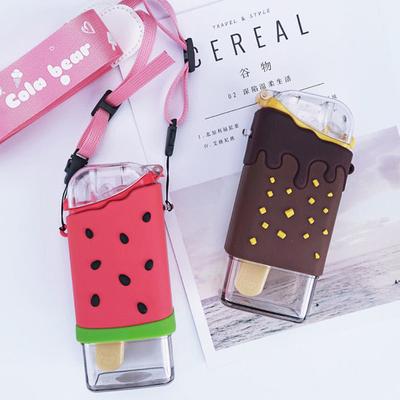 300ml Portable Leakproof Children's Water Bottle Creative Cartoon Cute Ice Cream Water Bottle with Straw Christmas Birthday Gift