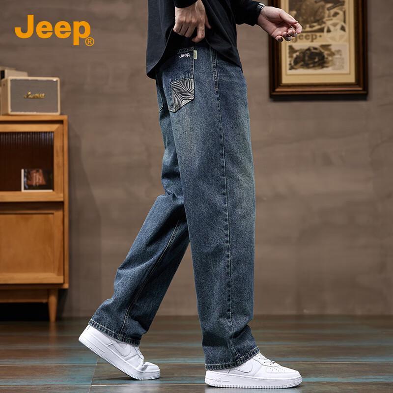 Jeep Men's American Retro Loose Straight Leg Jeans