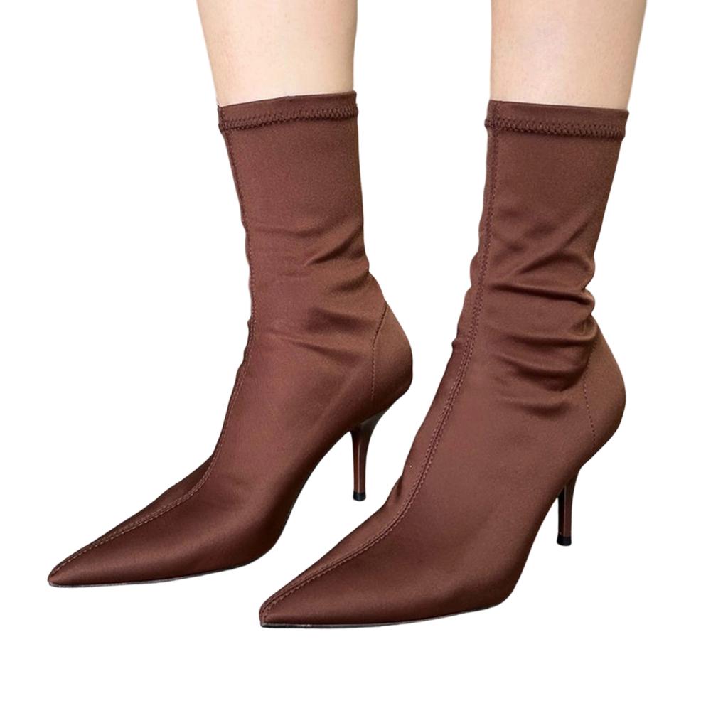 Women's Trendy Fashion Pointed Toe Heel Casual Boots, Short Booties
