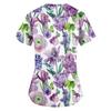 Damen Bluse mit V-Ausschnitt und Blumenmuster im Retro-Stil, kurzärmlig