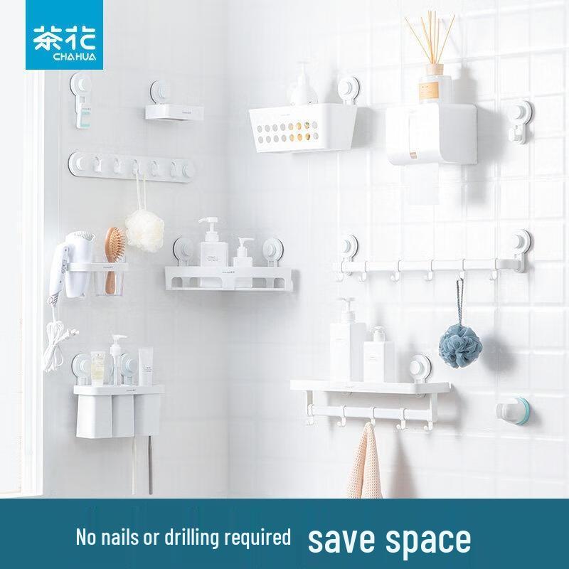 Camellia Wall-Mounted Bathroom Organizer with Hair Dryer Holder