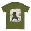 Vintage Anime Cat Japanese Art Funny Samurai Cat T Shirts Men's Cotton Vintage T-Shirt Round Neck Tees Short Sleeve Tops 5XL 6XL