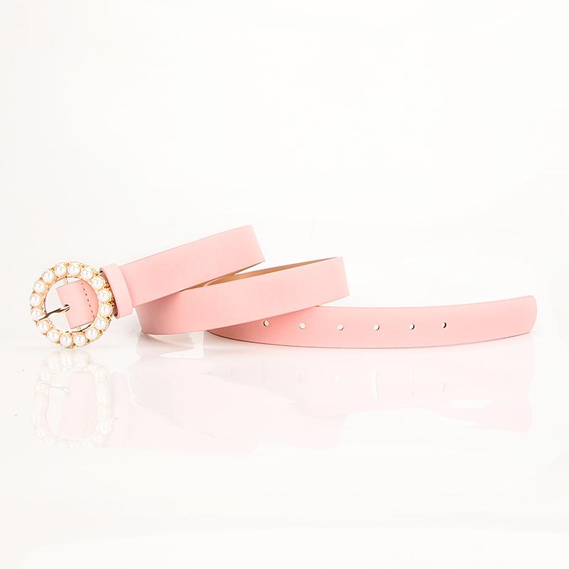 Stylish Women's Belts with Round Pearl Pin Buckle: Elegant, Trendy, and Sophisticated