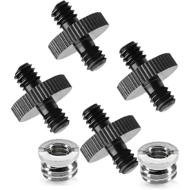 Aluminum Alloy 1/4 to 3/8 & 3/8 to 1/4 Camera Tripod Adapter - Male to Female Screw for Camera, Mount, Monitor