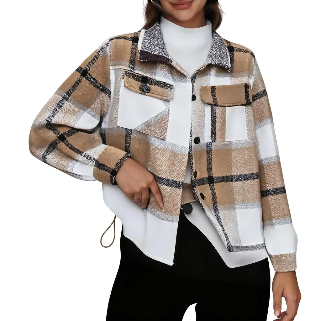 Women's Fashion Plaid Short Jacket