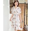 Pastel Women's Summer Elegant Printed V-Neck Midi Dress