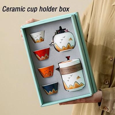 Geschenkbox, Chinesische Keramik-Teetasse, Porzellan-Keramik-Teekanne, Teedose, Espressotassen, Keramik-Kaffeetasse, Teetassen, 1 Set