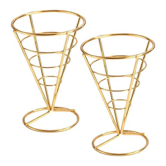 Ice Cream Cone Holders Stainless Steel French Fries Stands Food Cone Display Stand for Individual Waffle Pizza Charcuterie Restaurant Party Supplies