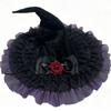 Black Green Purple Halloween Witch Hat Rose Bowknot Pointed Hat Witch Cosplay Hat  Halloween Party