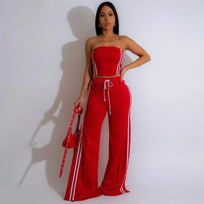 Women's Fashionable Bustier Top with Loose Trousers Casual Two-piece Set