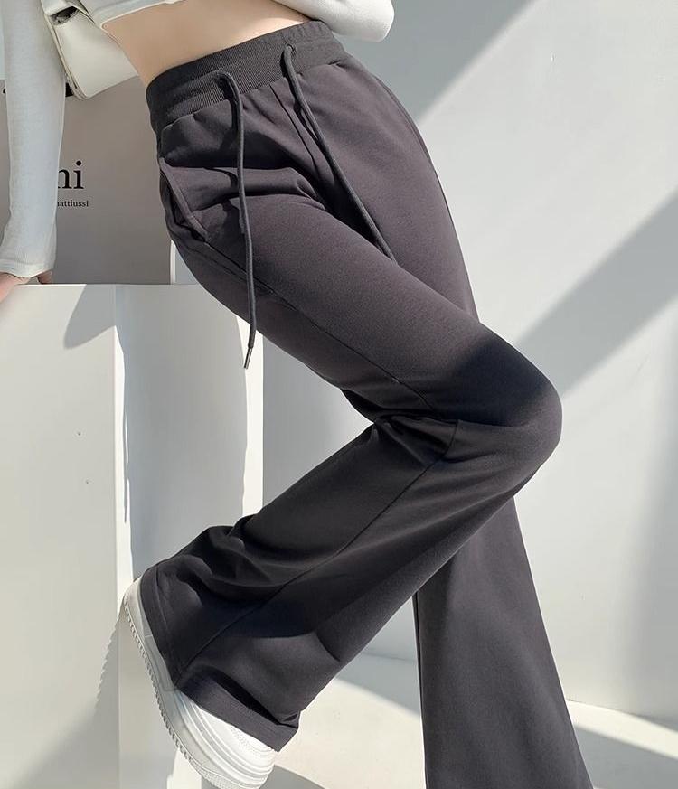 Dámské rozšířené kalhoty Streetwear Slim s vysokým pasem a širokými nohavicemi, ležérní dlouhé sportovní kalhoty se stahovací šňůrkou