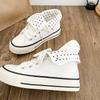 Fresh Women Canvas Shoes High Flat Canvas Sneakers Lace Up Student Black Sport Shoes Pink Girls Shoe Summer