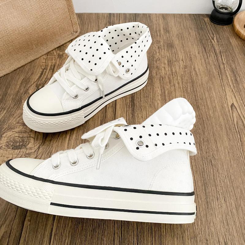 Fresh Women Canvas Shoes High Flat Canvas Sneakers Lace Up Student Black Sport Shoes Pink Girls Shoe Summer