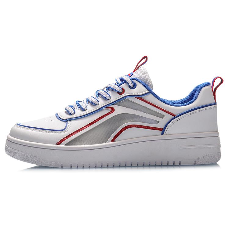 

Li Ning Synthetic Leather Cushioning Lightweight Low top Skateboard Shoes Women s White Red Blue AGCP128-4 39