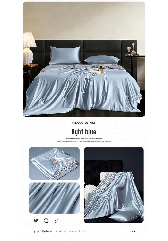 Mulberry Silk Summer Quilt Set: Washable, Cool, Luxurious Four-Piece Gift.
