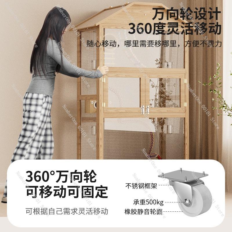 Solid Wood Luxury Parrot Cage,large Transparent Household Aviary Suitable for Black Phoenix and Peony Parrots,high-end