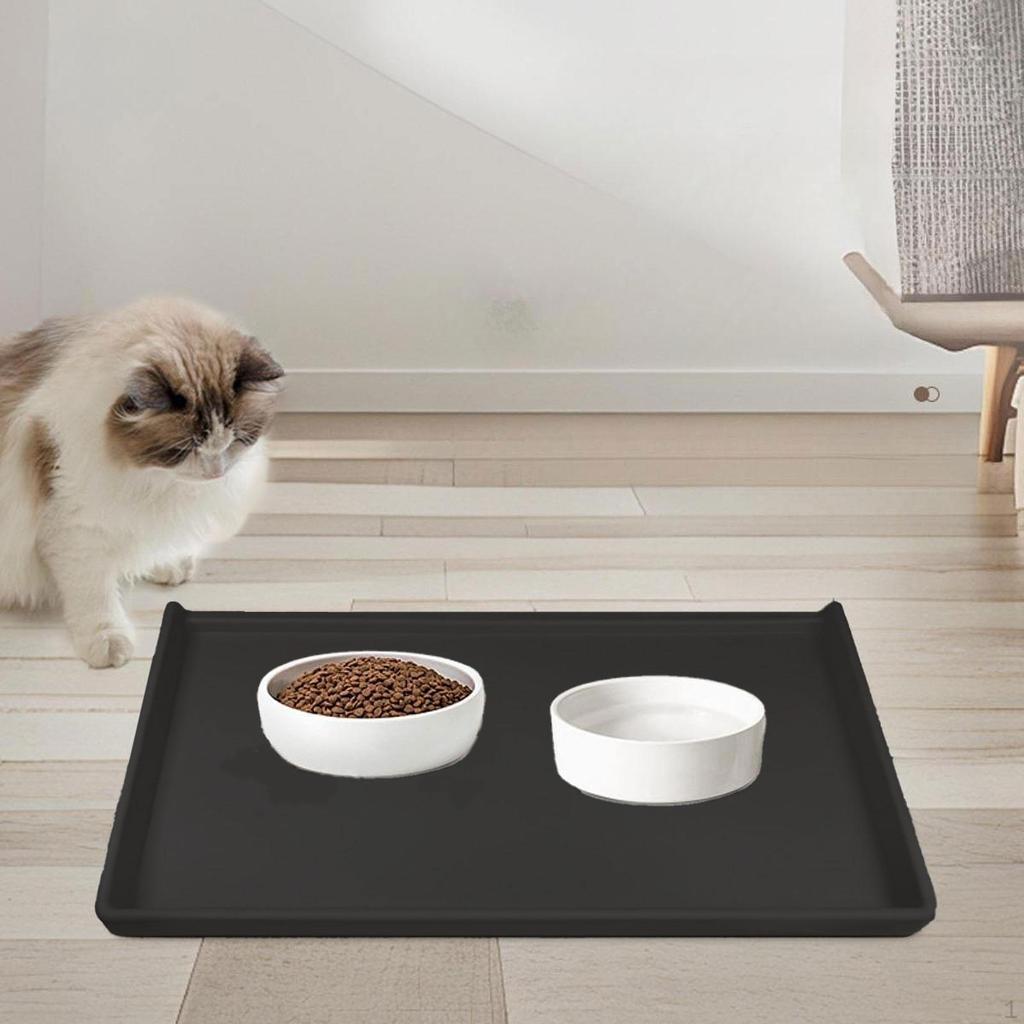 Dog Food Mat Water Dispenser Portable Floor Protection Silicone Feeding Bowl Puppy