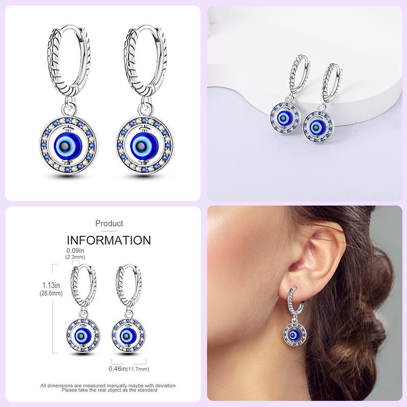 Boucles d'oreilles en argent sterling 925 pour femmes, pendentifs colorés en forme d'étoile, de papillon et d'œil du diable, bijoux de fête élégants