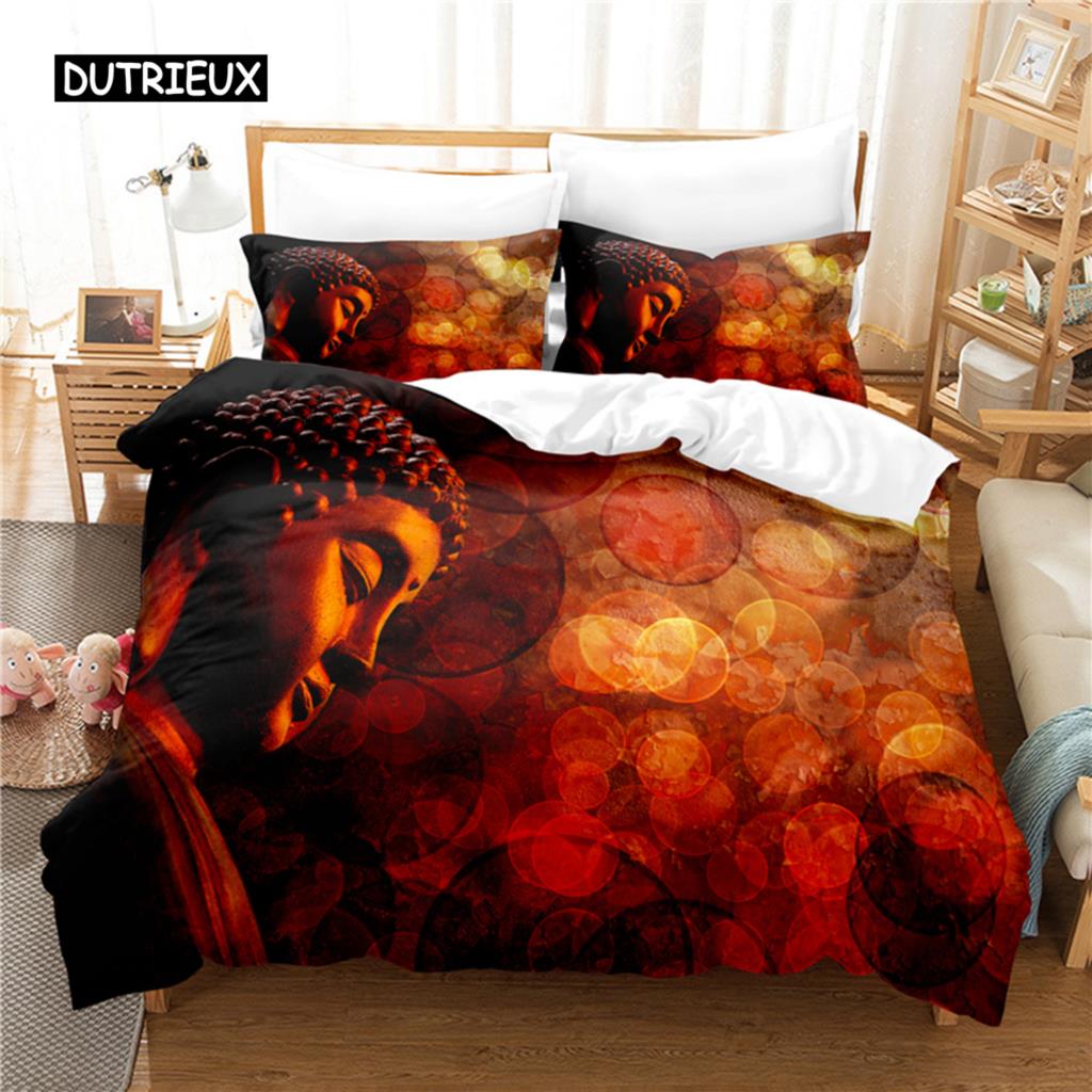 Buddha Duvet Cover Buddhist Decor Exotic Ethnic Bedroom Believer Holiday Decorative Duvet Cover Bedding Sets for Women Men Gifts