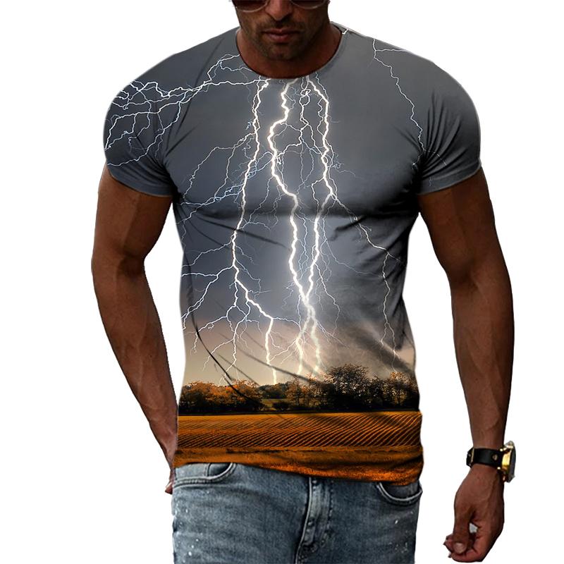 Nowa moda 3D fajna błyskawica męska koszulka letnia dorywczo ciekawy wzór t-shirty z nadrukiem osobowość Trend koszulka Harajuku